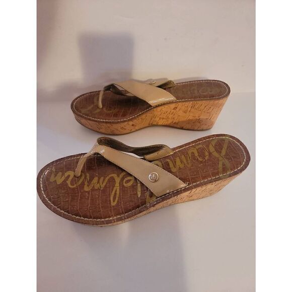 Sam Edelman Women's Brown Romy Cork Wedge Sandals Size 9.5 - Picture 2 of 6